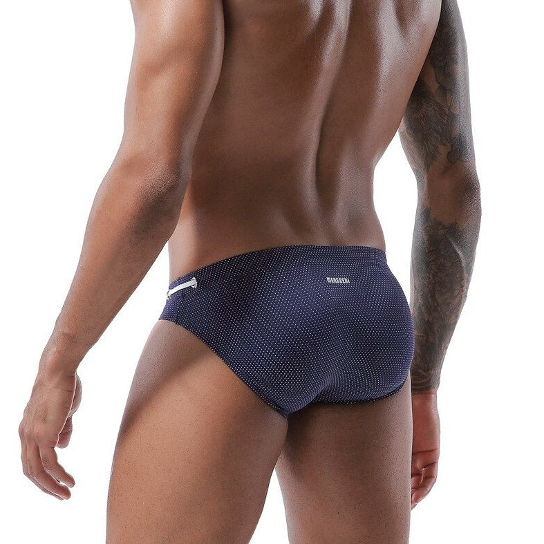 hot gay man in dark blue Gay Swimwear | Men's Bold Bowtie Swim Briefs- pridevoyageshop.com - gay men’s underwear and swimwear