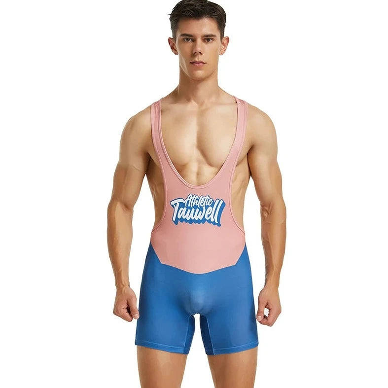 a sexy gay man in Pink Blue Classic Athletic Singlet - Men's Singlets, Bodysuits, Leotard & Unitard - pridevoyageshop.com