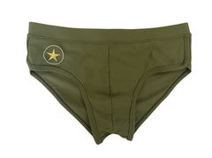 details of green Gay Swimwear | Men's Military Swim Briefs- pridevoyageshop.com - gay men’s underwear and swimwear