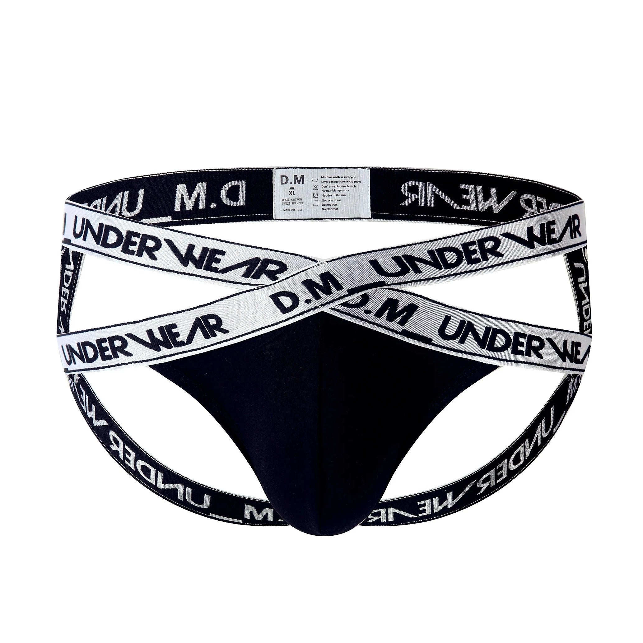 black DM Gay Men's Criss Cross Jockstrap - pridevoyageshop.com - gay men’s underwear and swimwear