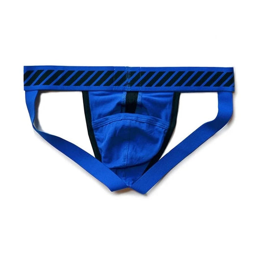 blue DM Men's Racing Stripe Jockstrap - pridevoyageshop.com - gay men’s underwear and swimwear