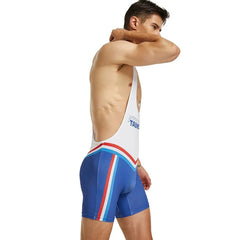 a sexy gay man in Athletic White Racerback Classic Athletic Singlet - Men's Singlets, Bodysuits, Leotard & Unitard - pridevoyageshop.com