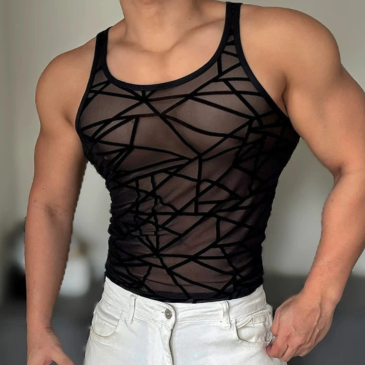 Night Swipe Shard Mesh Tank - PrideVoyage