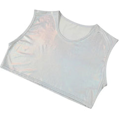 details of silver Metallic Stage Star Sleeveless Crop Top & Briefs | Gay Clubwear - pridevoyageshop.com - gay crop tops, gay casual clothes and gay clothes store