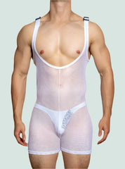 a sexy man in white DM Cruising Mesh Singlets - Men's Singlets, Bodysuits, Leotard & Unitard - pridevoyageshop.com