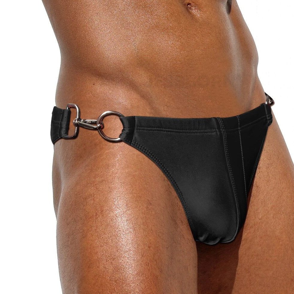 sexy gay man in black Gay Swimwear | Gay Men's Double Clipper Swim Briefs- pridevoyageshop.com - gay men’s underwear and swimwear