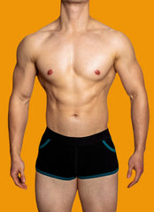 a sexy gay man in black DM Porn Star Pride Boxer Briefs - pridevoyageshop.com - gay men’s underwear and swimwear