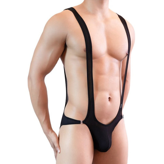 sexy gay man in black Gay Singlet and Bodysuit | Gay Men's X Cross Singlet - Men's Singlets, Bodysuits, Leotard & Unitard - pridevoyageshop.com