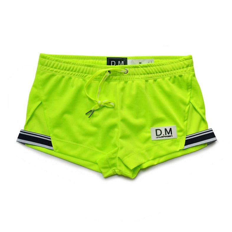 Fluorescent Green Gay Shorts | DM Side Show Gym Shorts - Men's Activewear, gym short, sport shorts, running shorts- pridevoyageshop.com