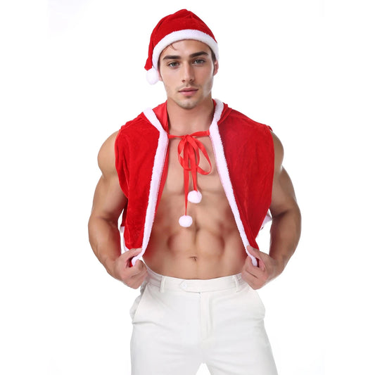a sexy gay man in Sleigh Daddy Santa Costume - pridevoyageshop.com - gay costumes, men role play outfits, gay party costumes and gay rave outfits
