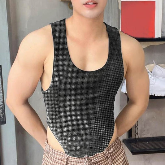 sexy gay man in Gay Bodysuit and Singlet | Sparkling Elegance O-neck Bodysuit - Men's Singlets, Bodysuits, Leotard & Unitard - pridevoyageshop.com