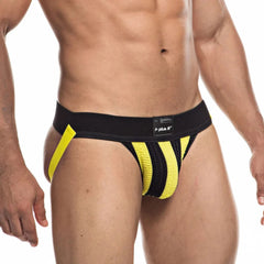 a sexy gay man in yellow Athletic Stripe Jockstraps - pridevoyageshop.com - gay men’s underwear and swimwear