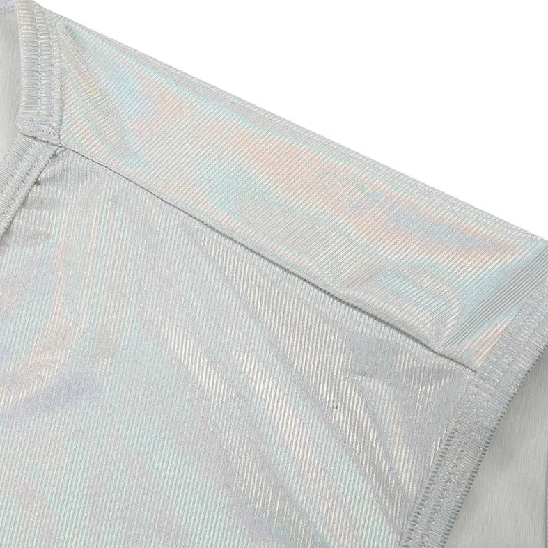 details of silver Metallic Stage Star Sleeveless Crop Top & Briefs | Gay Clubwear - pridevoyageshop.com - gay crop tops, gay casual clothes and gay clothes store