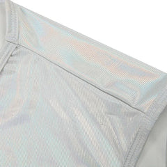 details of silver Metallic Stage Star Sleeveless Crop Top & Briefs | Gay Clubwear - pridevoyageshop.com - gay crop tops, gay casual clothes and gay clothes store