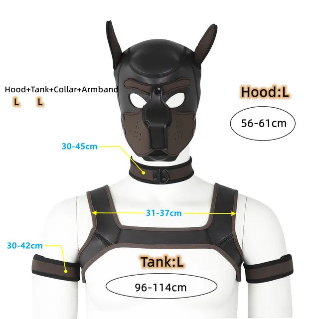 Gay Men Neoprene Puppy Hood Set for Kinks and Fetishes - pridevoyageshop.com - gay men’s bodystocking, lingerie, fishnet and fetish wear