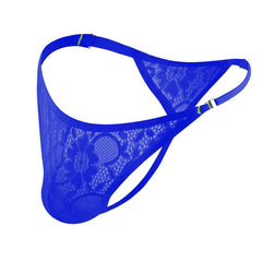 blue Erotic Lace Thong: Sexy Men's See-Through Underwear and Lingerie - pridevoyageshop.com - gay men’s underwear and swimwear