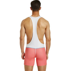 a sexy gay man in White Pink Racerback Classic Athletic Singlet - Men's Singlets, Bodysuits, Leotard & Unitard - pridevoyageshop.com