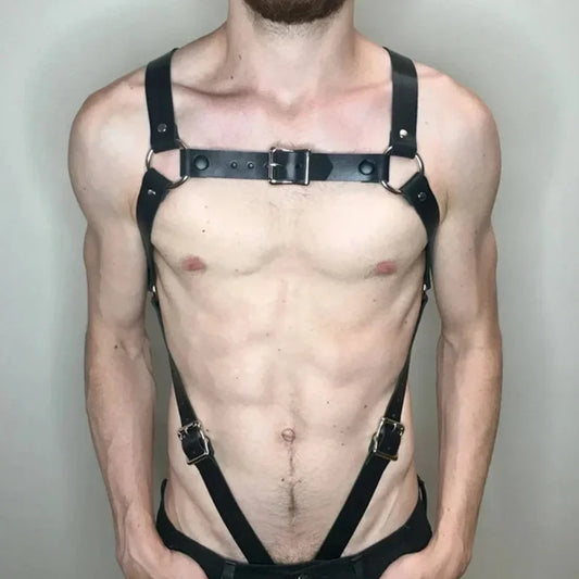 a sexy gay man in Tight Grip Double Strap Harness -pridevoyageshop.com - gay men’s harness, lingerie and fetish wear