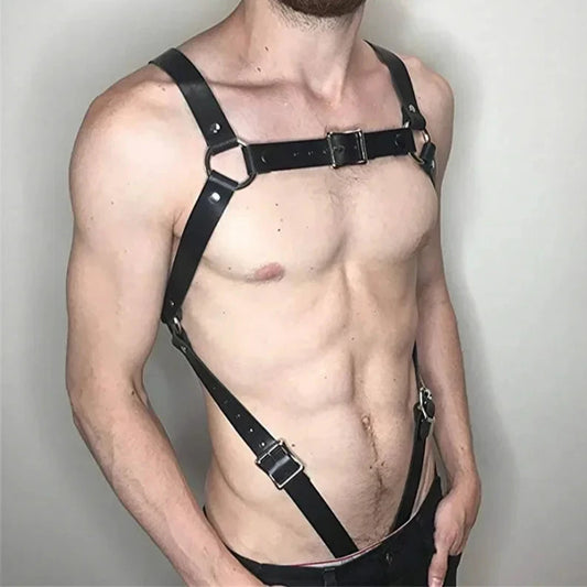 a sexy gay man in Tight Grip Double Strap Harness -pridevoyageshop.com - gay men’s harness, lingerie and fetish wear