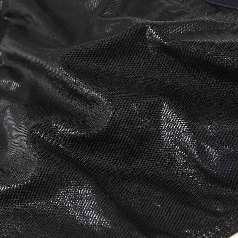 details of black Metallic Stage Star Sleeveless Crop Top & Briefs | Gay Clubwear - pridevoyageshop.com - gay crop tops, gay casual clothes and gay clothes store