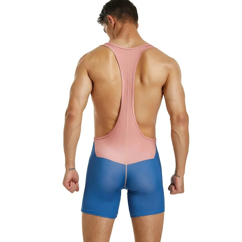 a sexy gay man in Pink Blue Classic Athletic Singlet - Men's Singlets, Bodysuits, Leotard & Unitard - pridevoyageshop.com