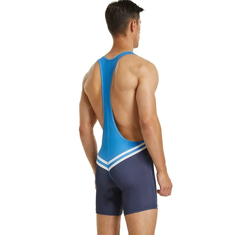 a sexy gay man in Athletic Blue Racerback Classic Athletic Singlet - Men's Singlets, Bodysuits, Leotard & Unitard - pridevoyageshop.com