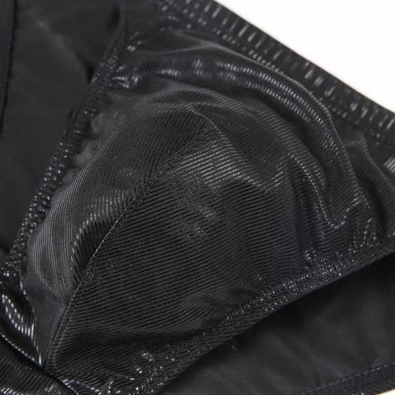 details of black Metallic Stage Star Sleeveless Crop Top & Briefs | Gay Clubwear - pridevoyageshop.com - gay crop tops, gay casual clothes and gay clothes store