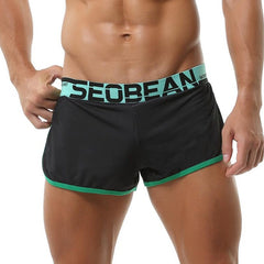 hot gay man in black Seobean Mens Gym Shorts With Built In Jockstrap | Gay Shorts - Men's Activewear, gym short, sport shorts, running shorts- pridevoyageshop.com