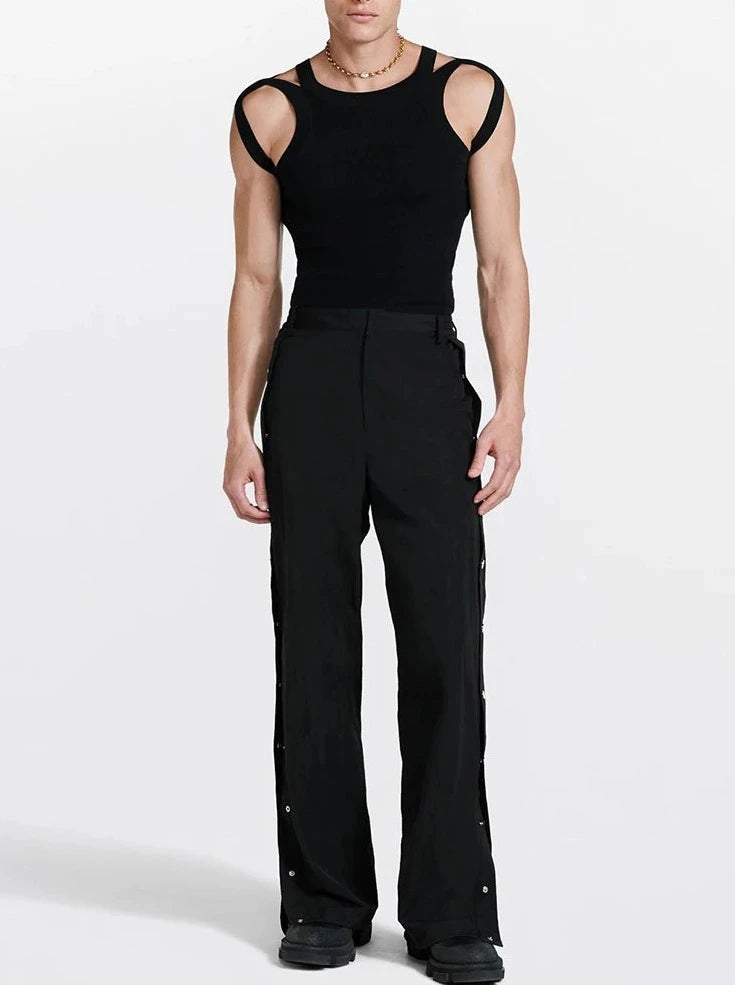a sexy gay man in black Men's Chic Strap Tank - pridevoyageshop.com - gay crop tops, gay casual clothes and gay clothes store