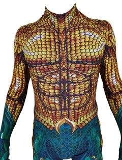 front details of SuperHero Bodysuit: Aquaman Costume for Erotic Gay Cosplay- pridevoyageshop.com - gay men’s harness, lingerie and fetish wear