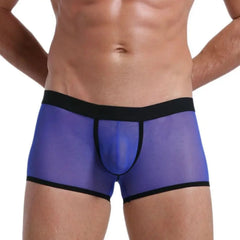 deep blue Men's Transparent Mesh Boxer Shorts - pridevoyageshop.com - gay men’s underwear and swimwear