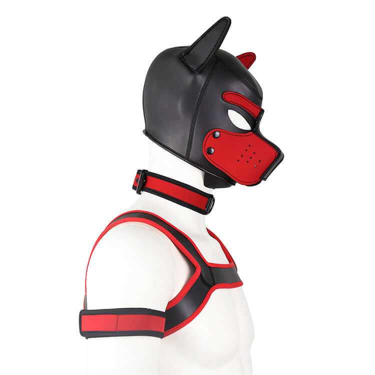 red Gay Men Neoprene Puppy Hood Set for Kinks and Fetishes - pridevoyageshop.com - gay men’s bodystocking, lingerie, fishnet and fetish wear