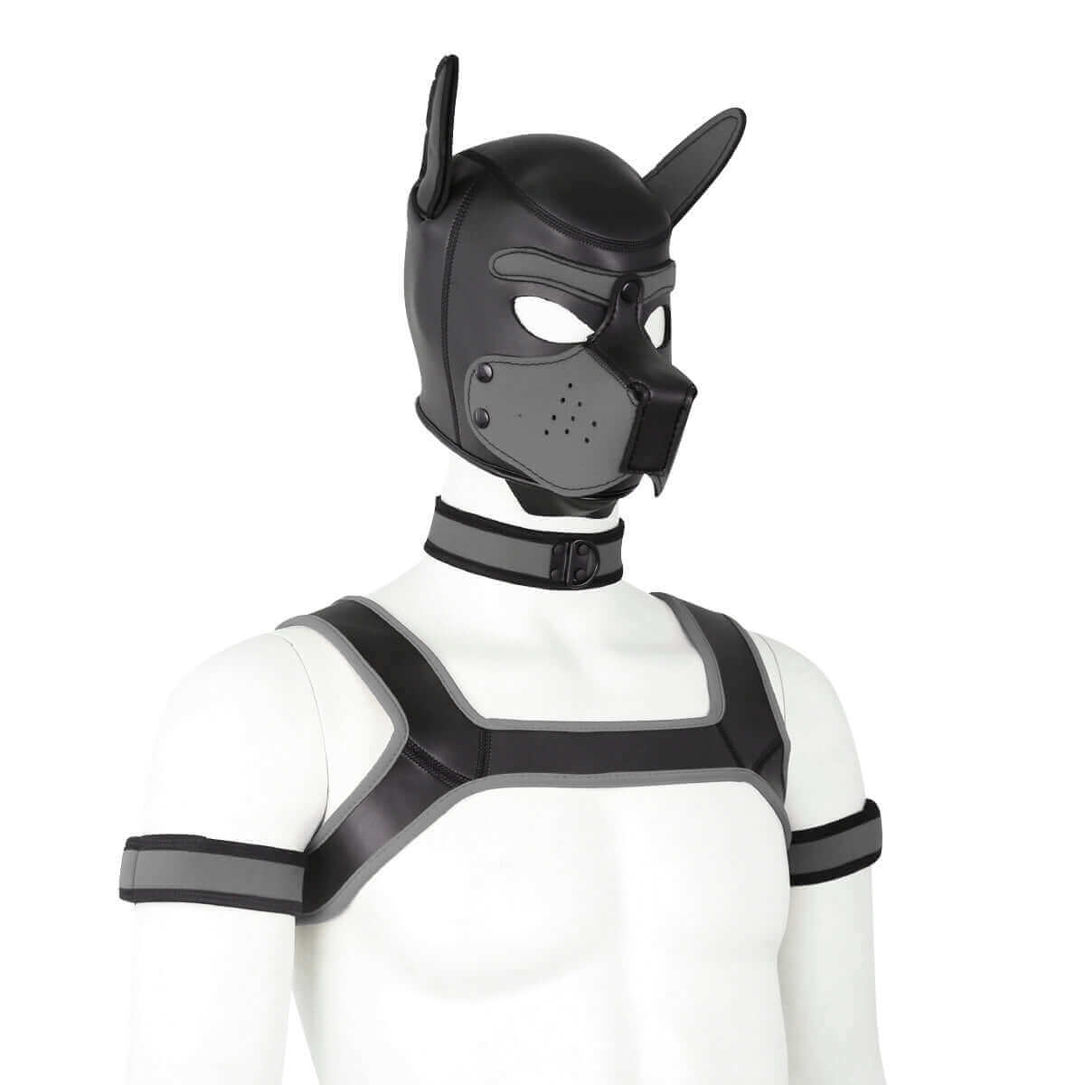 gray Gay Men Neoprene Puppy Hood Set for Kinks and Fetishes - pridevoyageshop.com - gay men’s bodystocking, lingerie, fishnet and fetish wear