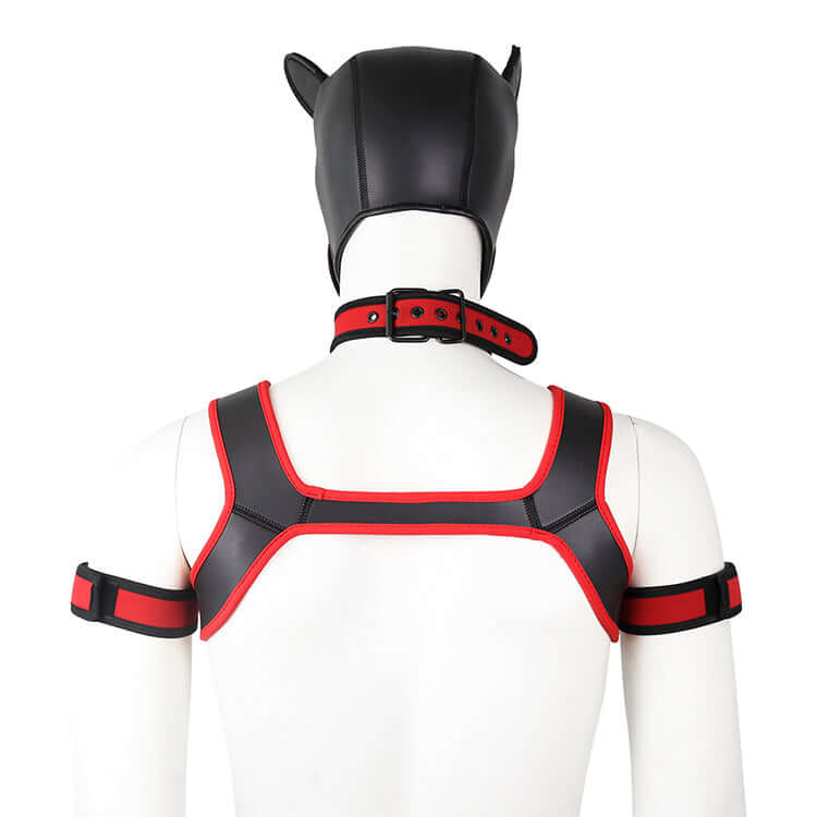 red Gay Men Neoprene Puppy Hood Set for Kinks and Fetishes - pridevoyageshop.com - gay men’s bodystocking, lingerie, fishnet and fetish wear