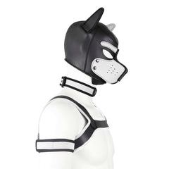 white Gay Men Neoprene Puppy Hood Set for Kinks and Fetishes - pridevoyageshop.com - gay men’s bodystocking, lingerie, fishnet and fetish wear