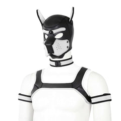 white Gay Men Neoprene Puppy Hood Set for Kinks and Fetishes - pridevoyageshop.com - gay men’s bodystocking, lingerie, fishnet and fetish wear