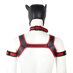 red Gay Men Neoprene Puppy Hood Set for Kinks and Fetishes - pridevoyageshop.com - gay men’s bodystocking, lingerie, fishnet and fetish wear
