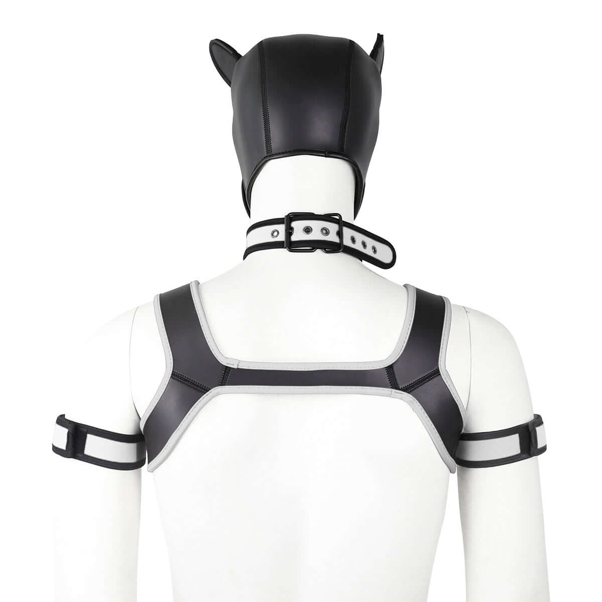 white Gay Men Neoprene Puppy Hood Set for Kinks and Fetishes - pridevoyageshop.com - gay men’s bodystocking, lingerie, fishnet and fetish wear