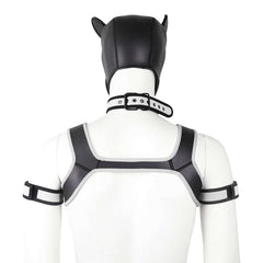 white Gay Men Neoprene Puppy Hood Set for Kinks and Fetishes - pridevoyageshop.com - gay men’s bodystocking, lingerie, fishnet and fetish wear