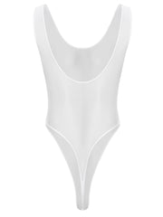 white The ’80s Shiny Thong Bodysuits - Men's Singlets, Bodysuits, Leotard & Unitard - pridevoyageshop.com
