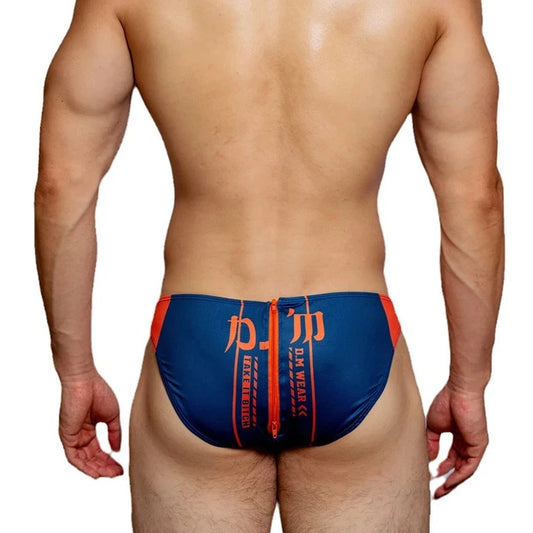 a sexy gay men in navy blue DM Take It Bitch Open Butt Zipper Briefs - pridevoyageshop.com - gay men’s underwear and activewear