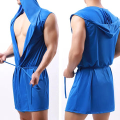 a hot gay man in blue Men's Hooded Muscle Robe - pridevoyageshop.com - gay men’s underwear and swimwear