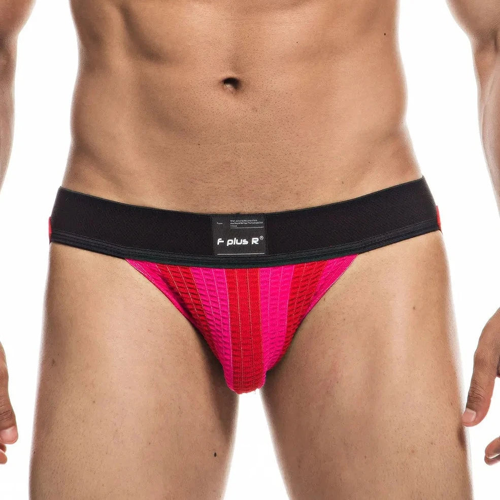a sexy gay man in Fuchsia Athletic Stripe Jockstraps - pridevoyageshop.com - gay men’s underwear and swimwear