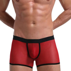 red Men's Transparent Mesh Boxer Shorts - pridevoyageshop.com - gay men’s underwear and swimwear
