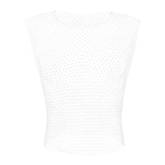 white Mens Rhinestone Shiny Mesh Tank Top - pridevoyageshop.com - gay costumes, men role play outfits, gay party costumes and gay rave outfits