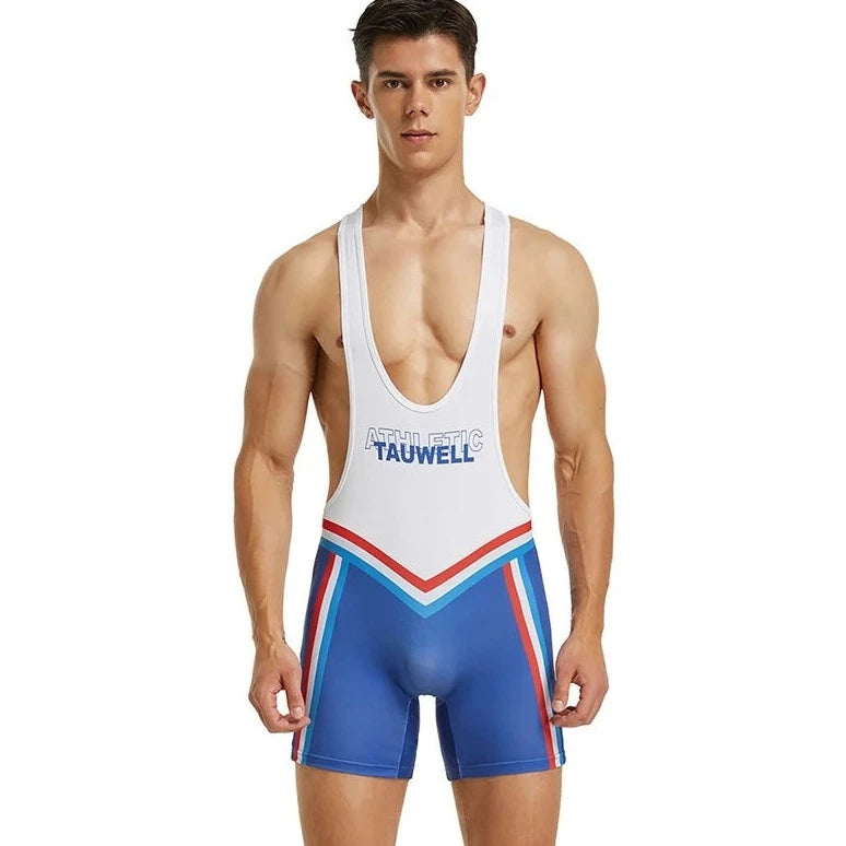 a sexy gay man in Athletic White Racerback Classic Athletic Singlet - Men's Singlets, Bodysuits, Leotard & Unitard - pridevoyageshop.com