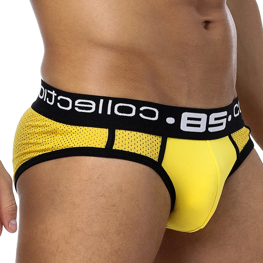 a hot gay man in yellow Men's 85 Collection Mesh Briefs - pridevoyageshop.com - gay men’s underwear and swimwear