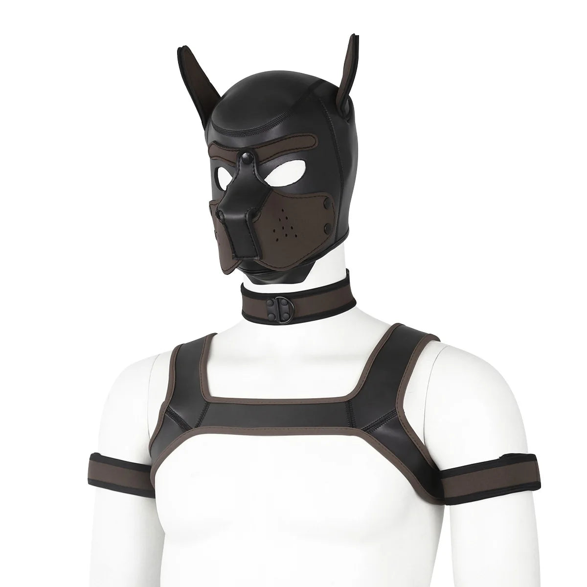 brown Gay Men Neoprene Puppy Hood Set for Kinks and Fetishes - pridevoyageshop.com - gay men’s bodystocking, lingerie, fishnet and fetish wear