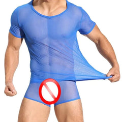 a hot gay man in blue Men's Sheer Sleepwear Set | Gay Loungewear & Pajamas - pridevoyageshop.com - gay pajamas, gay loungewear, gay sleepwear
