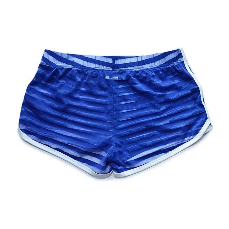 blue Gay Shorts | DM Striped Mesh Gym Shorts - Men's Activewear, gym short, sport shorts, running shorts- pridevoyageshop.com